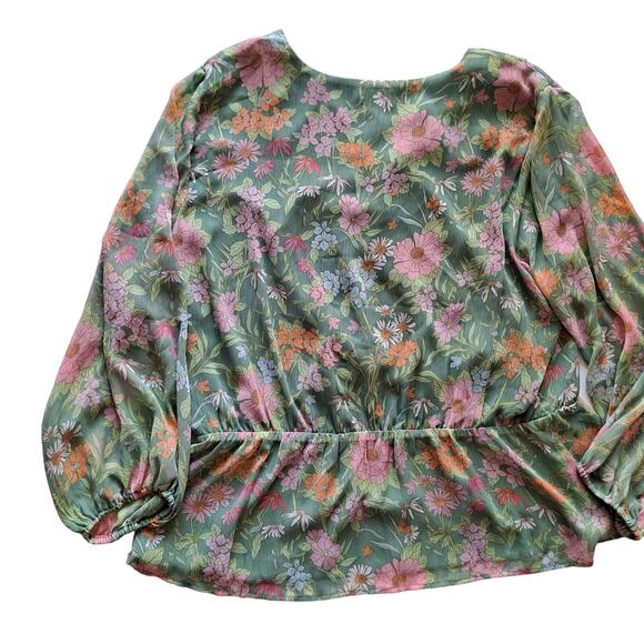 Vince Camuto Verona Garden Peplum Blouse Floral Lush Eden Womens Plus Size 3X - Picture 5 of 14